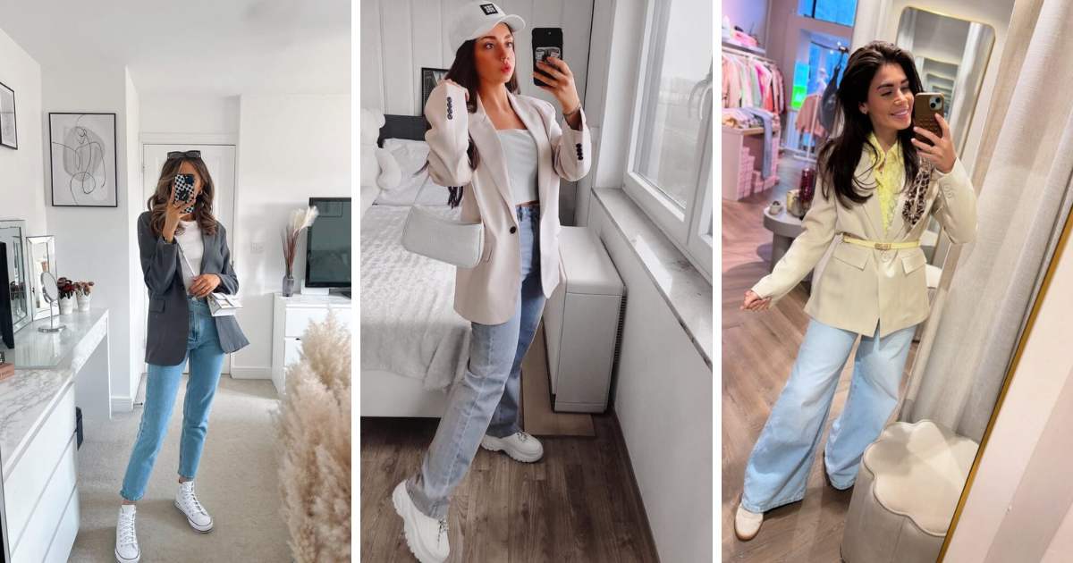Jeans and Blazer with Sneakers: