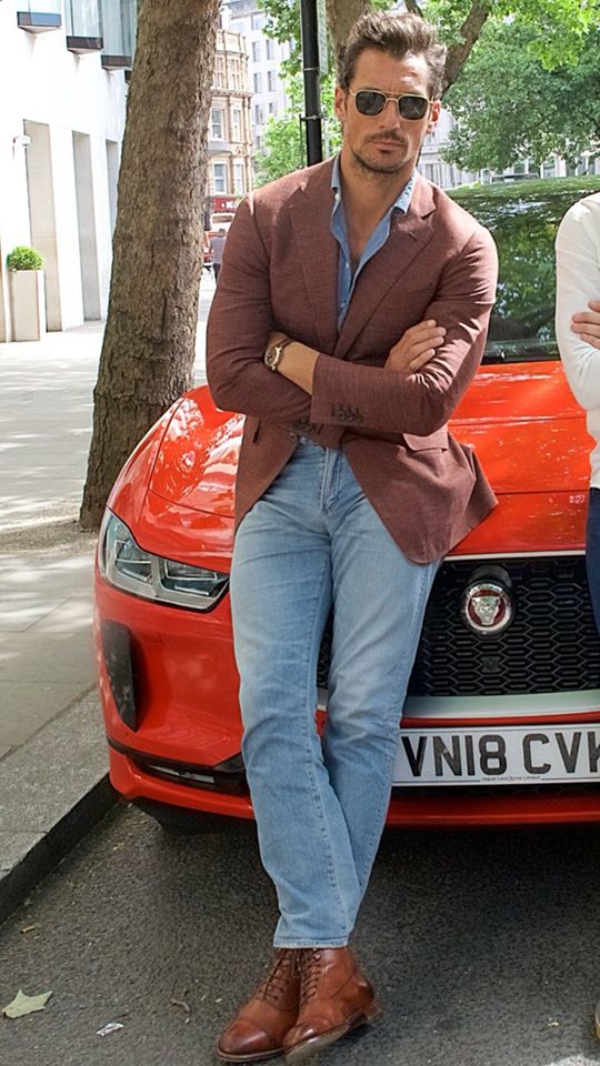 Rust Brown Blazer with Light Blue Jeans and Leather Boots