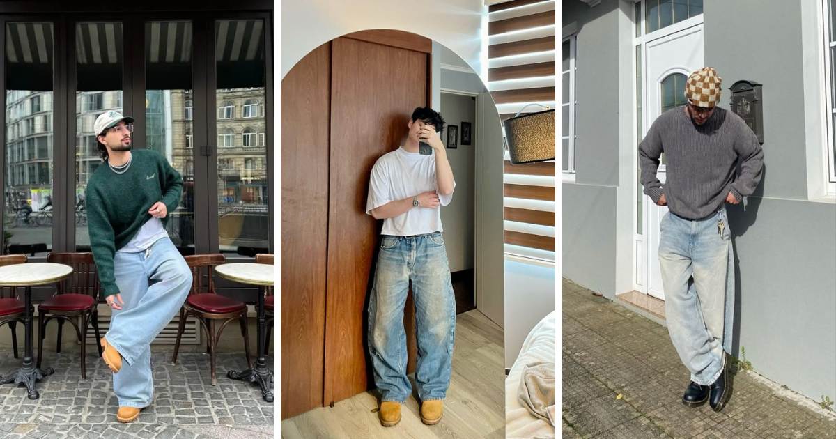 Men’s Baggy Jeans Outfits with Boots
