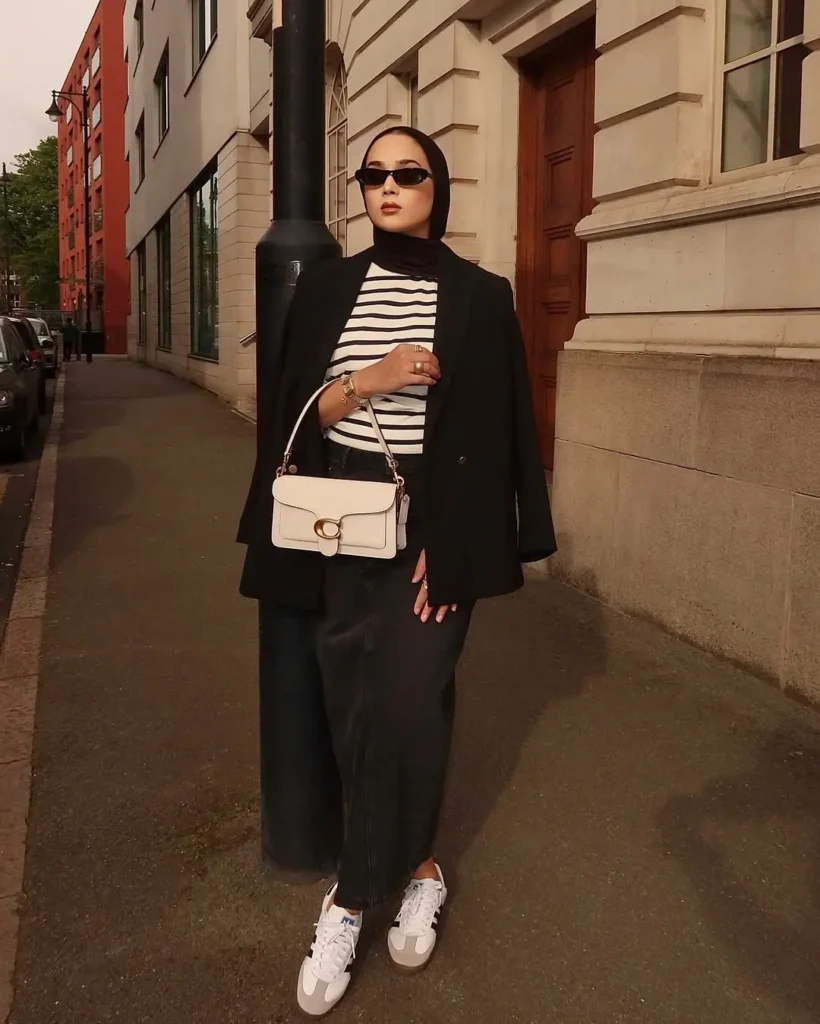 City Chic Denim Skirt Outfit with Adidas Sambas