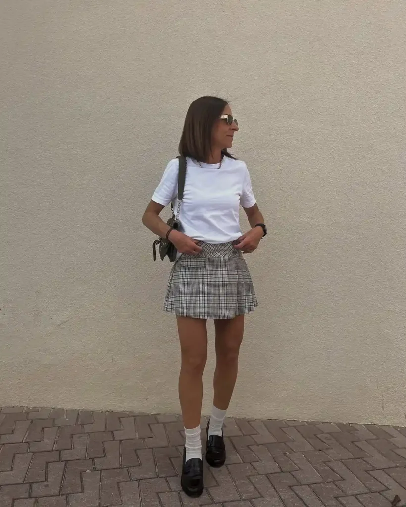 Casual Spring Loafers Outfit with Mini Skirt