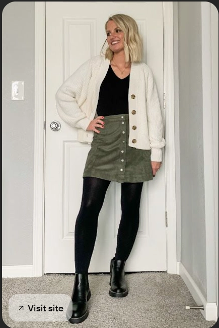 Casual Cardigan Skirt Chelsea Boots Outfit
