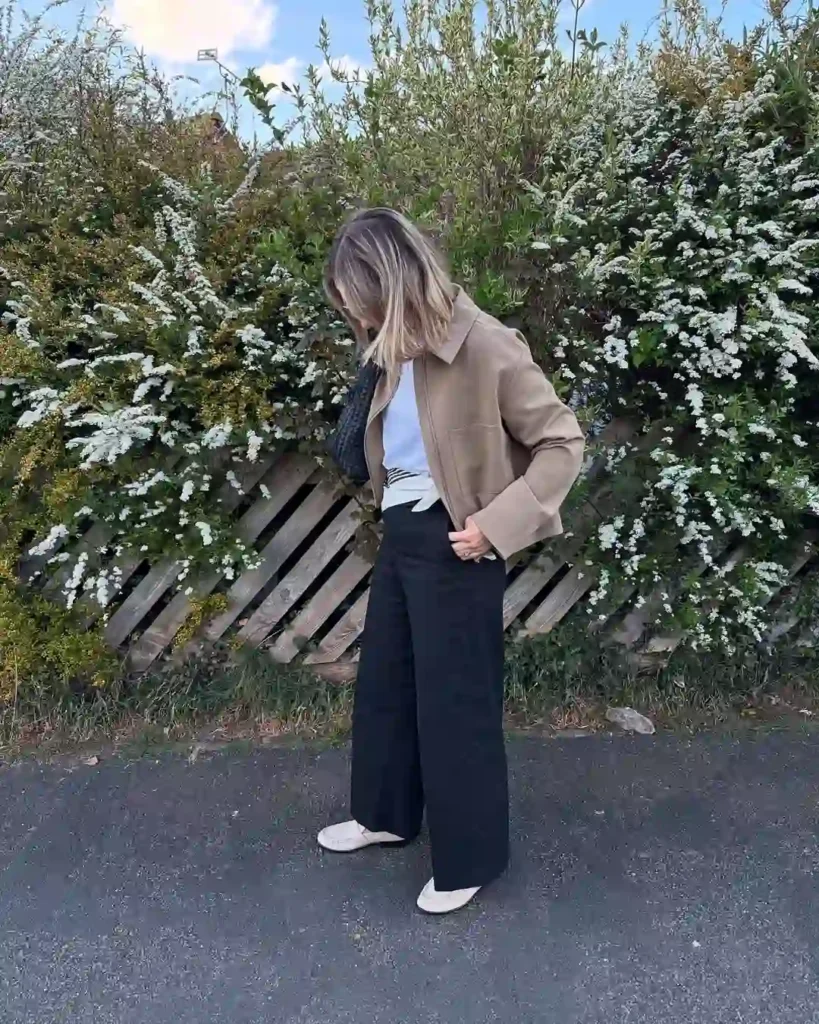 Neutral Spring Loafers Outfit with Cropped Jacket
