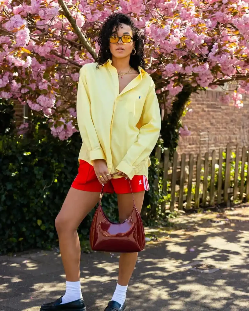 Playful Spring Loafers Outfit with Bright Shorts