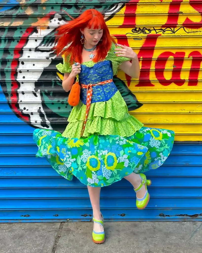 Colorful Layered Dress and Mary Jane Spring Outfit