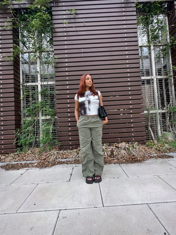 Wedge Sandals with Cargo Pants