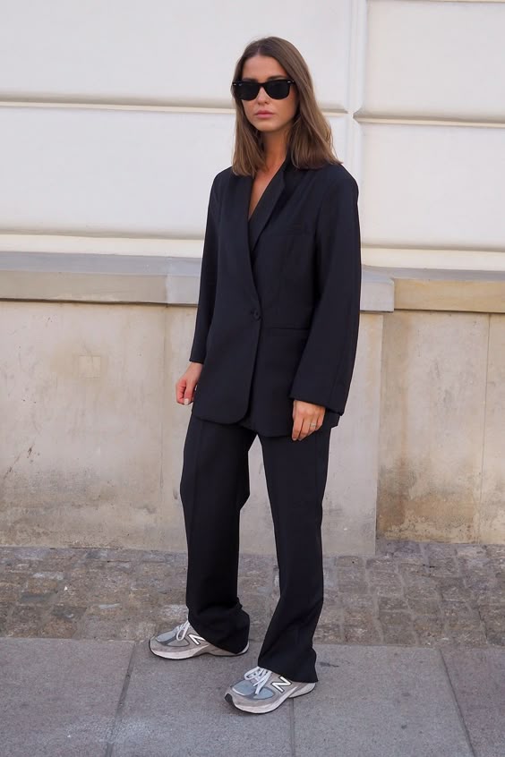 Black Suit with New Balance 990v5 Smart Casual Outfit