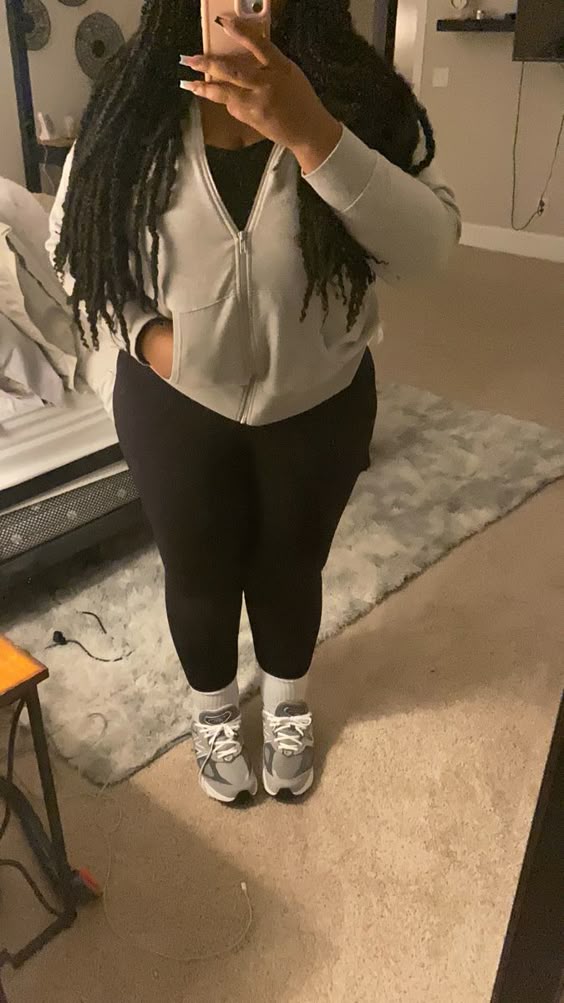 Zip Hoodie with Leggings and New Balance 990v6