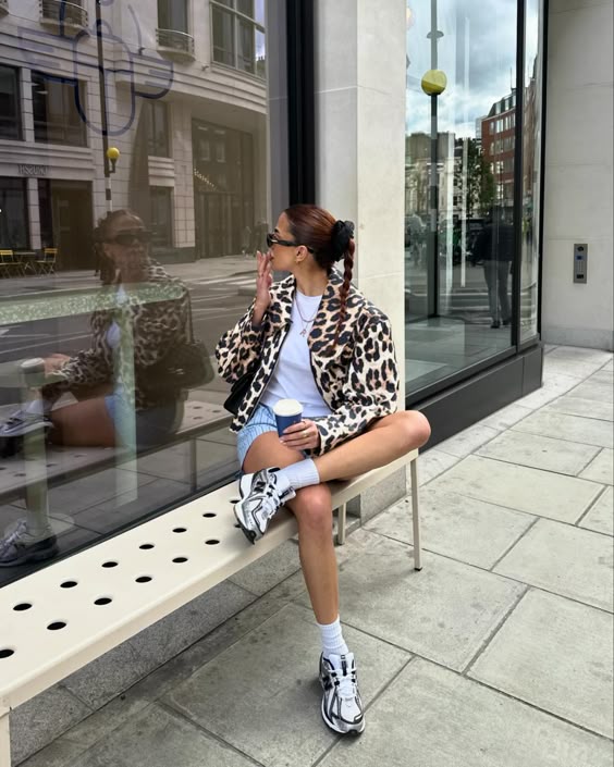 Leopard Jacket Street Look with New Balance 1906R