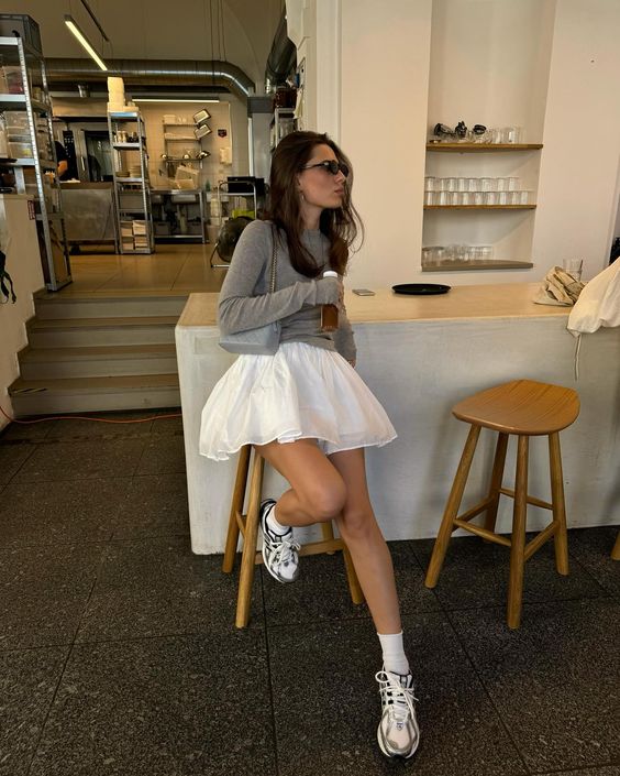 Soft Knit Top and Mini Skirt with New Balance 1906R