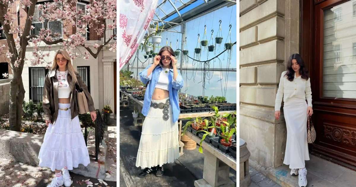 Maxi Skirt and Sneakers Outfits