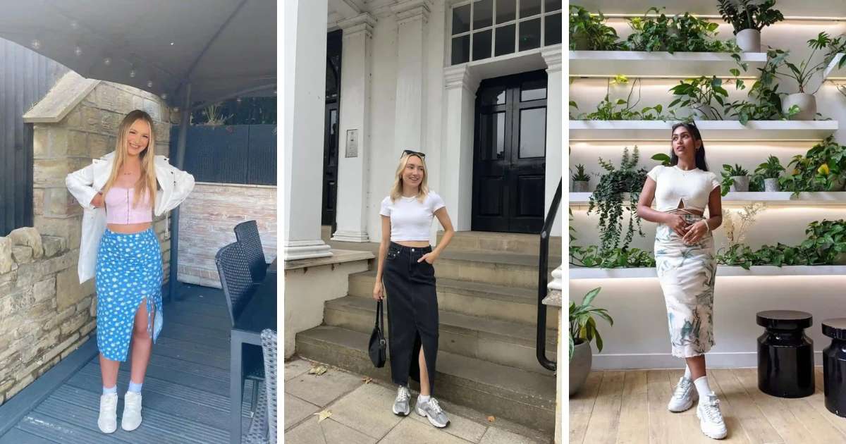 Midi Skirt and Sneakers Outfits