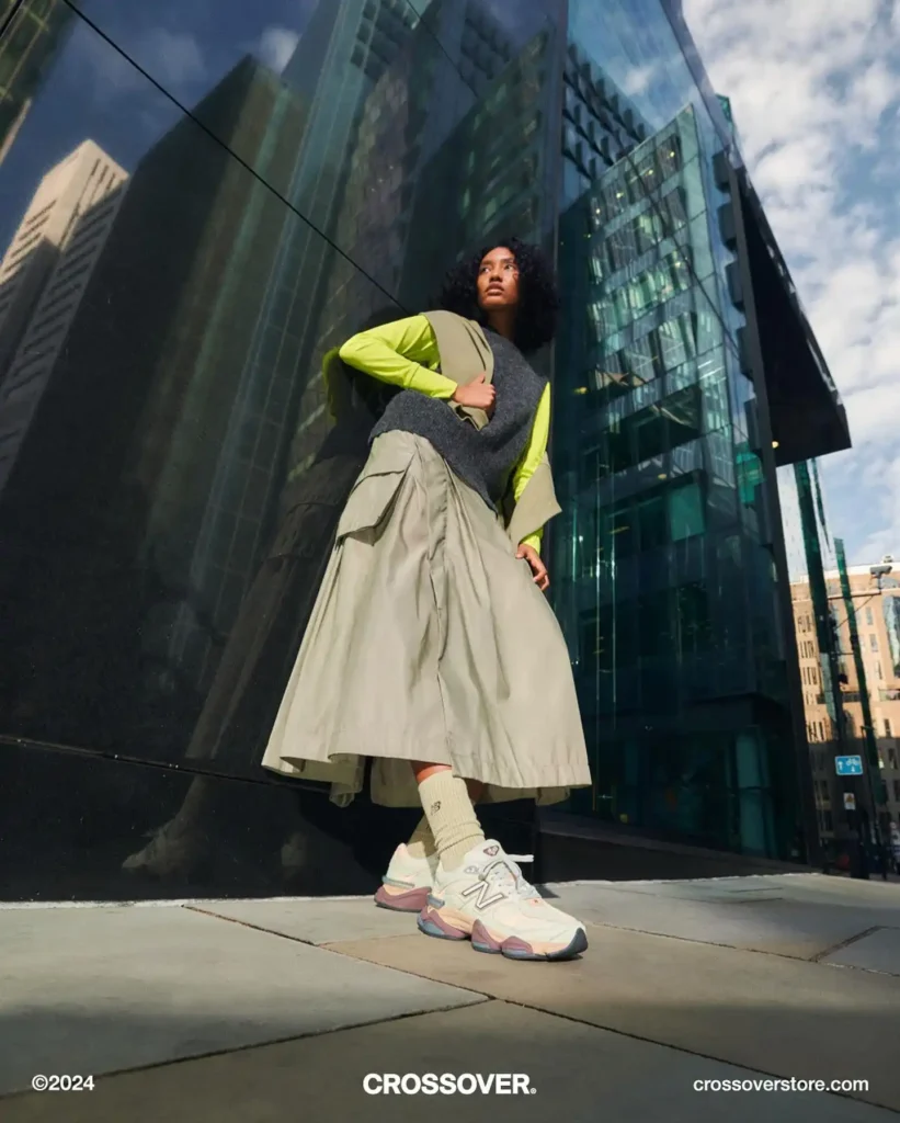 Utility Midi Skirt with New Balance 9060 Street Outfit