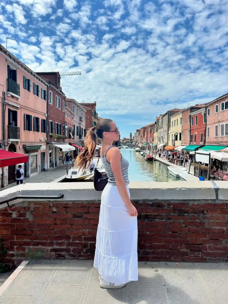 White Tiered Maxi Skirt with Striped Tank and Sneakers Outfit