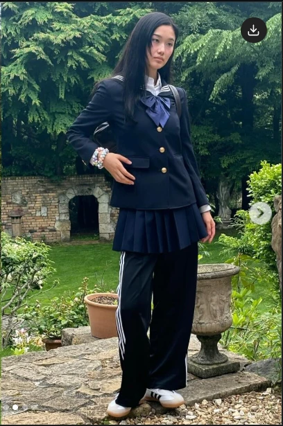 School-Inspired Blazer with Track Pants and Adidas Samba Jane Outfit