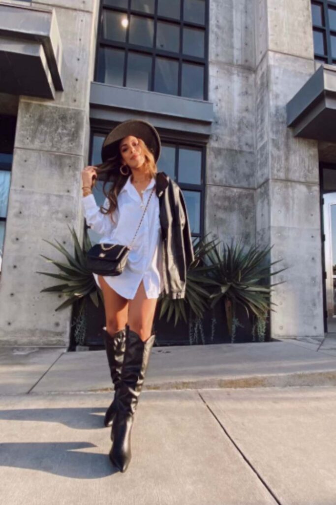 Oversized Shirt Dress and Boots