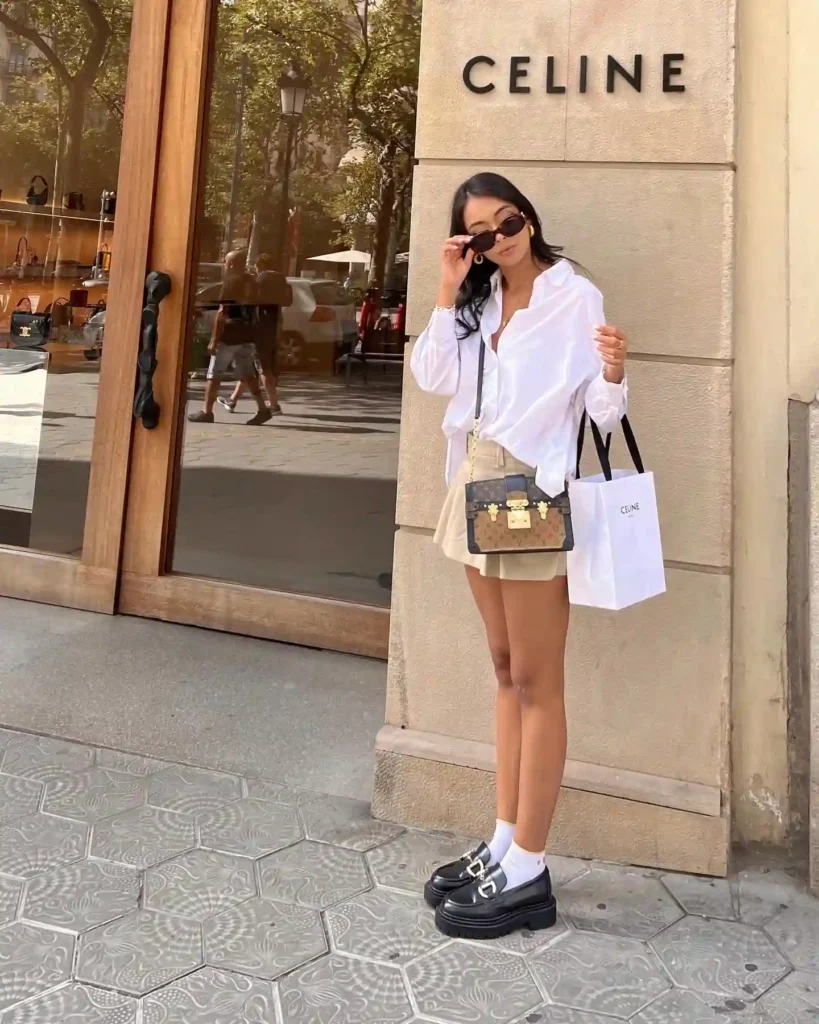 Playful Preppy Style with Chunky Loafers and Socks
