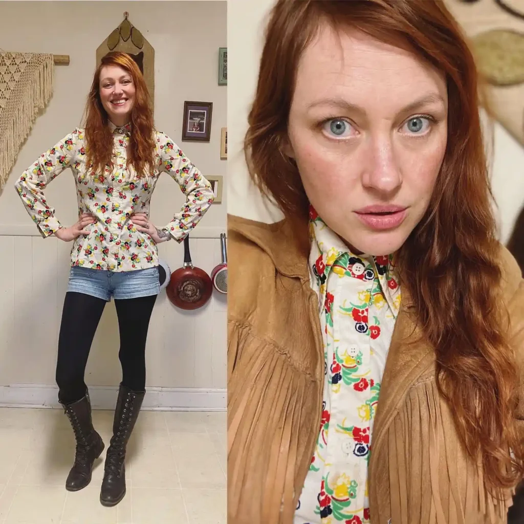 Printed Shirt with Denim Shorts and Frye Boots Summer Outfit