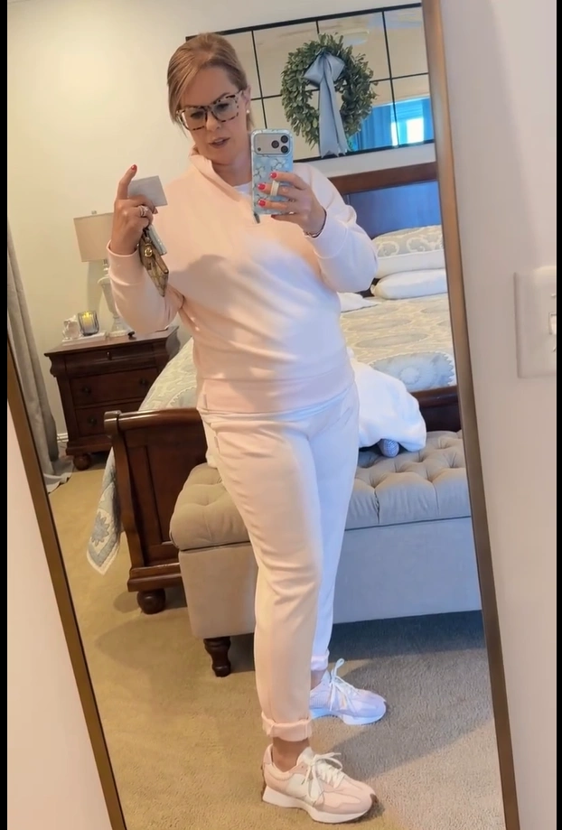 Blush Pink Lounge Set with Pink New Balance Shoes