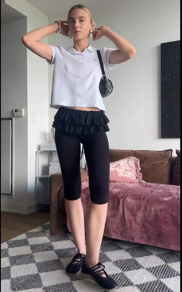 Polo Top with Leggings and Ballet Shoes