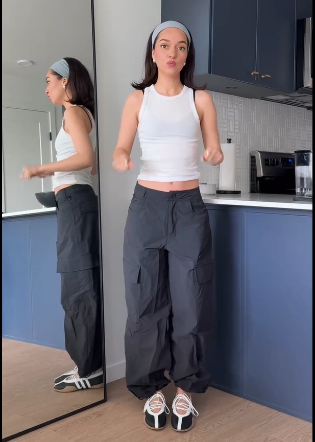 Tank Top with Cargo Pants and Ballet Shoes