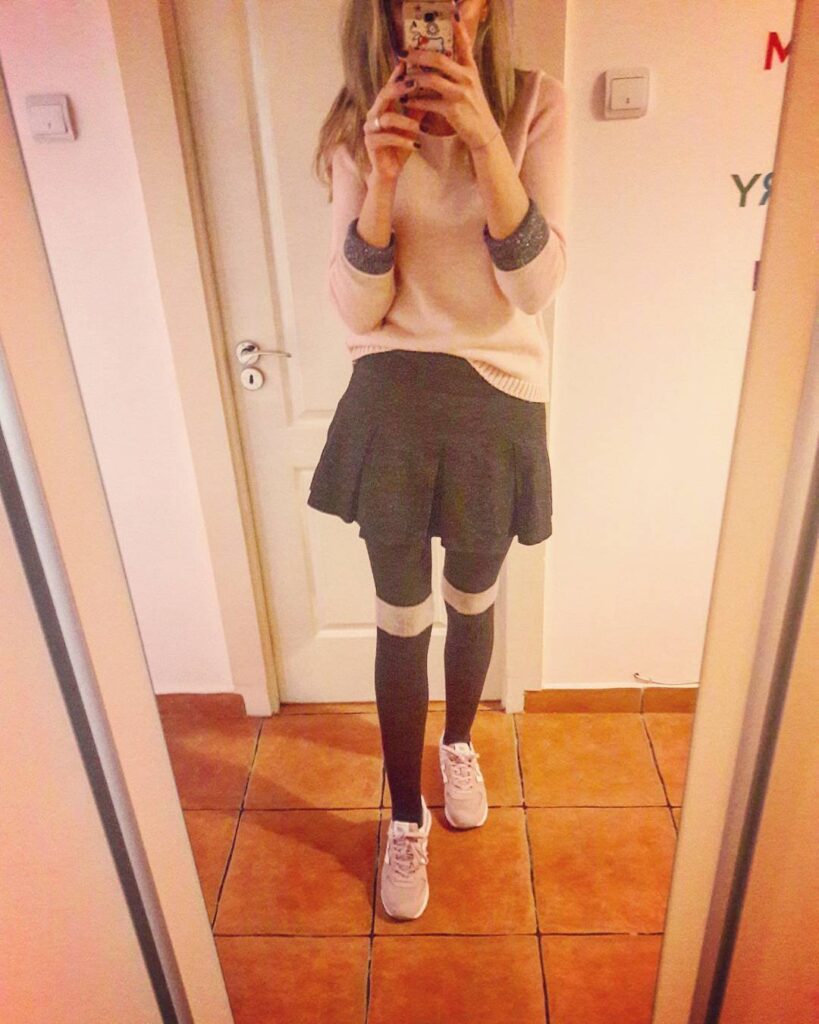 Pink Polka Dot Jacket with Wide-Leg Jeans and Pink New Balance Shoes