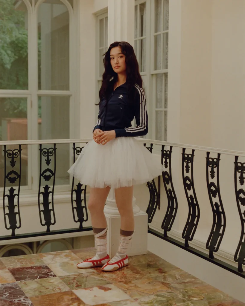 Track Jacket with Tulle Skirt and Ballet Shoes