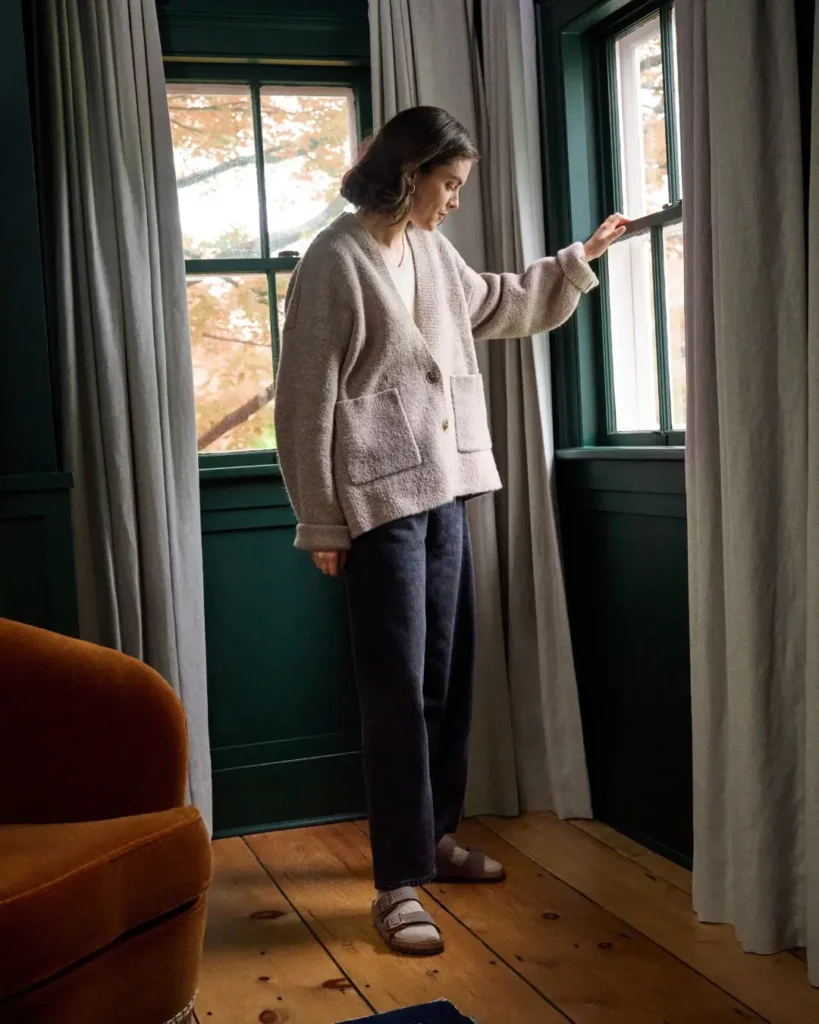 Cozy Cardigan with Relaxed Pants and Birkenstocks