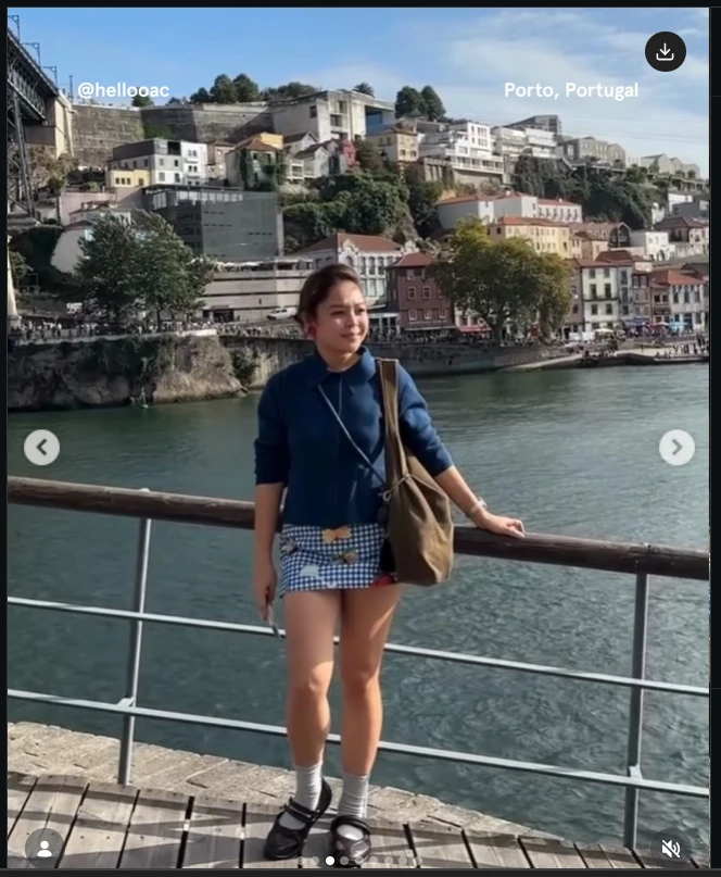 Navy Sweater with Plaid Mini Skirt Ballet Sneakers Outfit