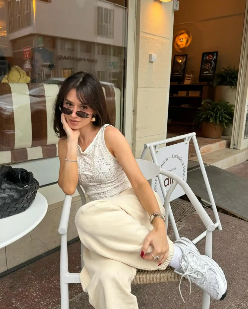 Cream Lounge Set with New Balance 530 Summer Outfit