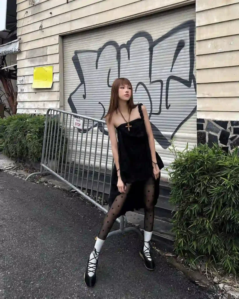 Black Mini Dress with Ballet Shoes