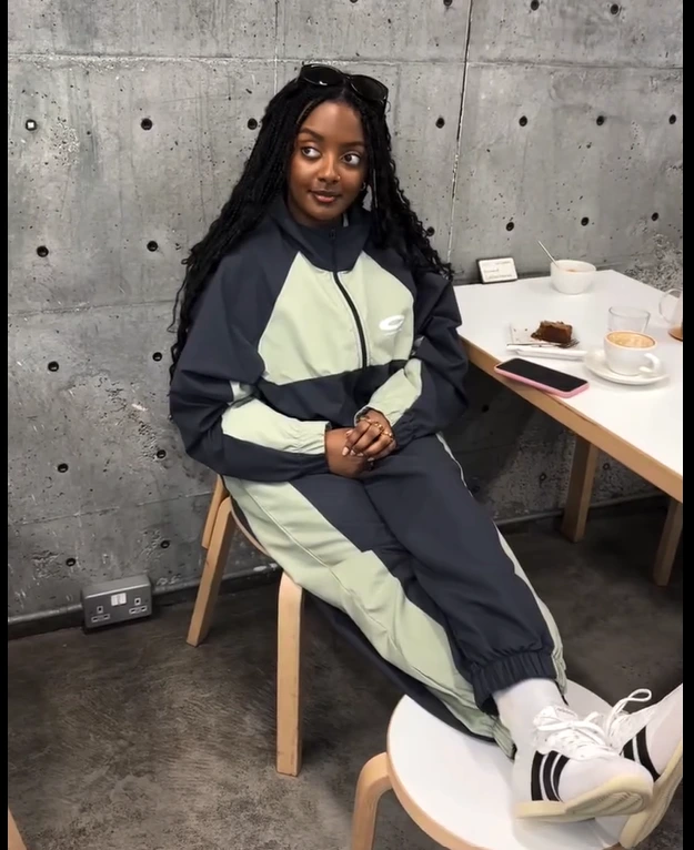 Colorblock Tracksuit with Adidas Barreda Sneakers Outfit