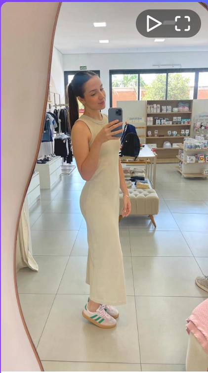 Cream Maxi Dress with Pink Adidas Barreda Outfit