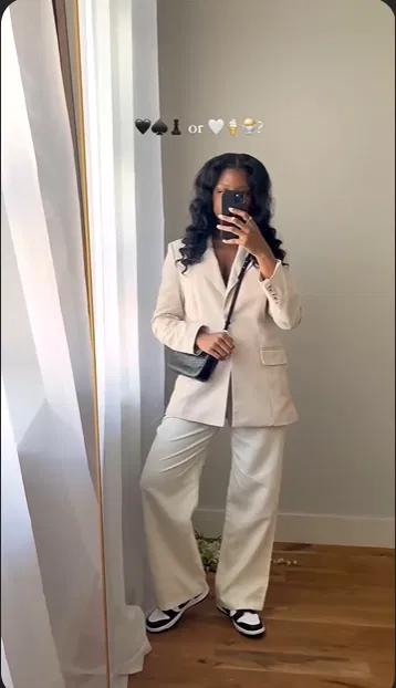 Cream Suit with Panda Dunks