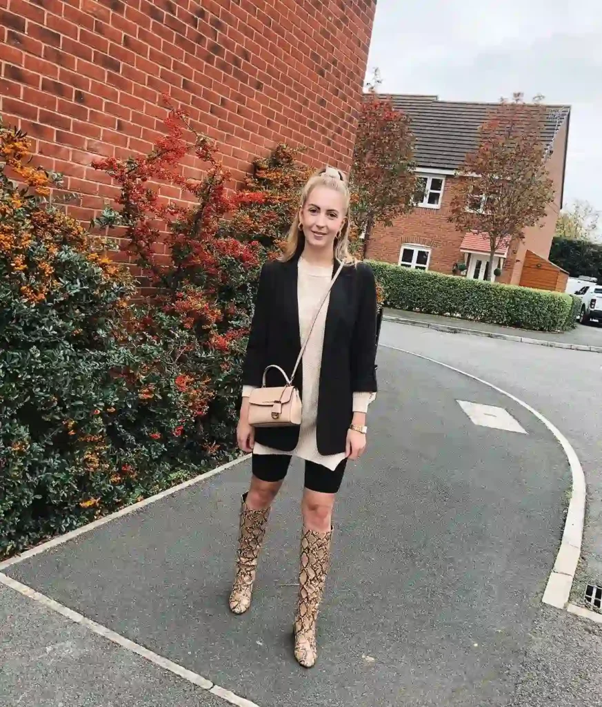 Black Blazer with Snakeskin Boots Fall Outfit for Work