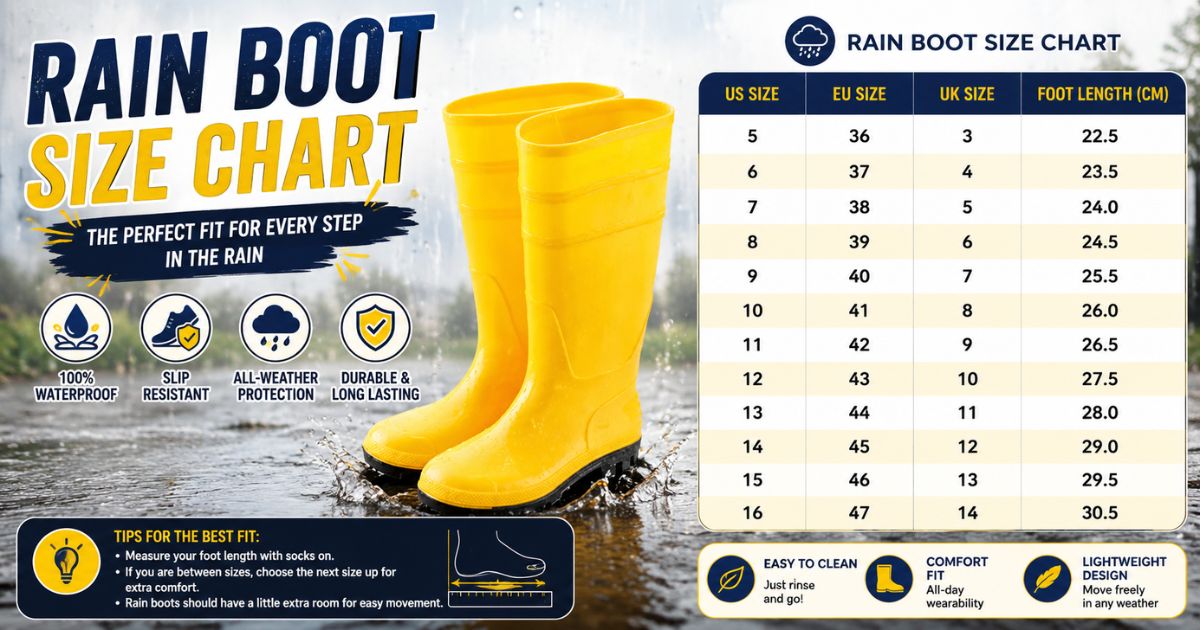 Rain Boot Size Chart