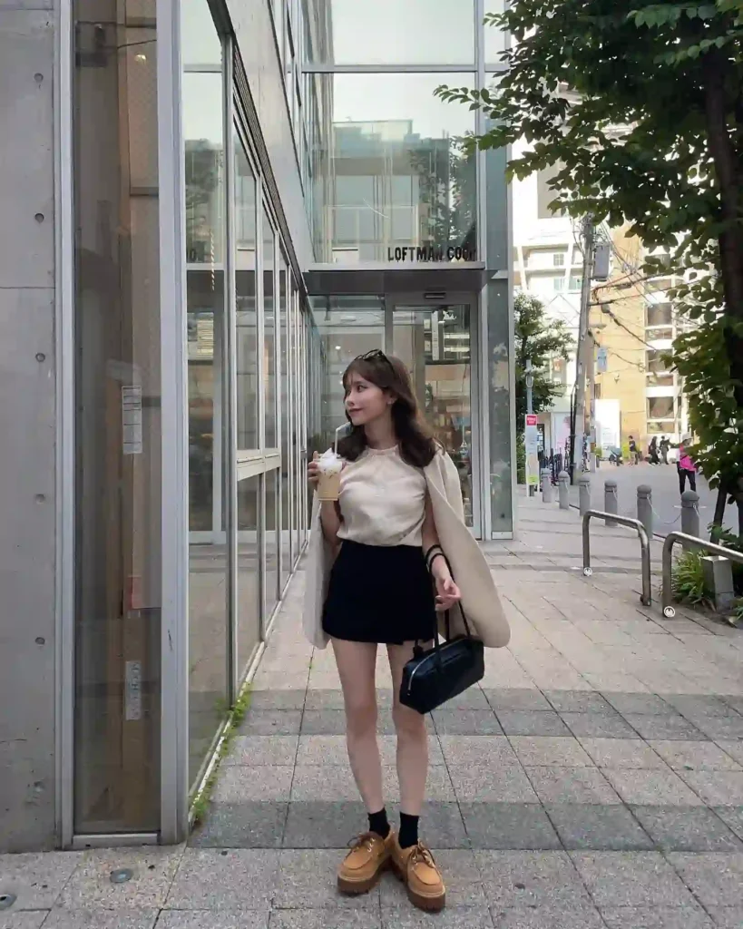 Mini Skirt with Timberland Boots Fall Outfit