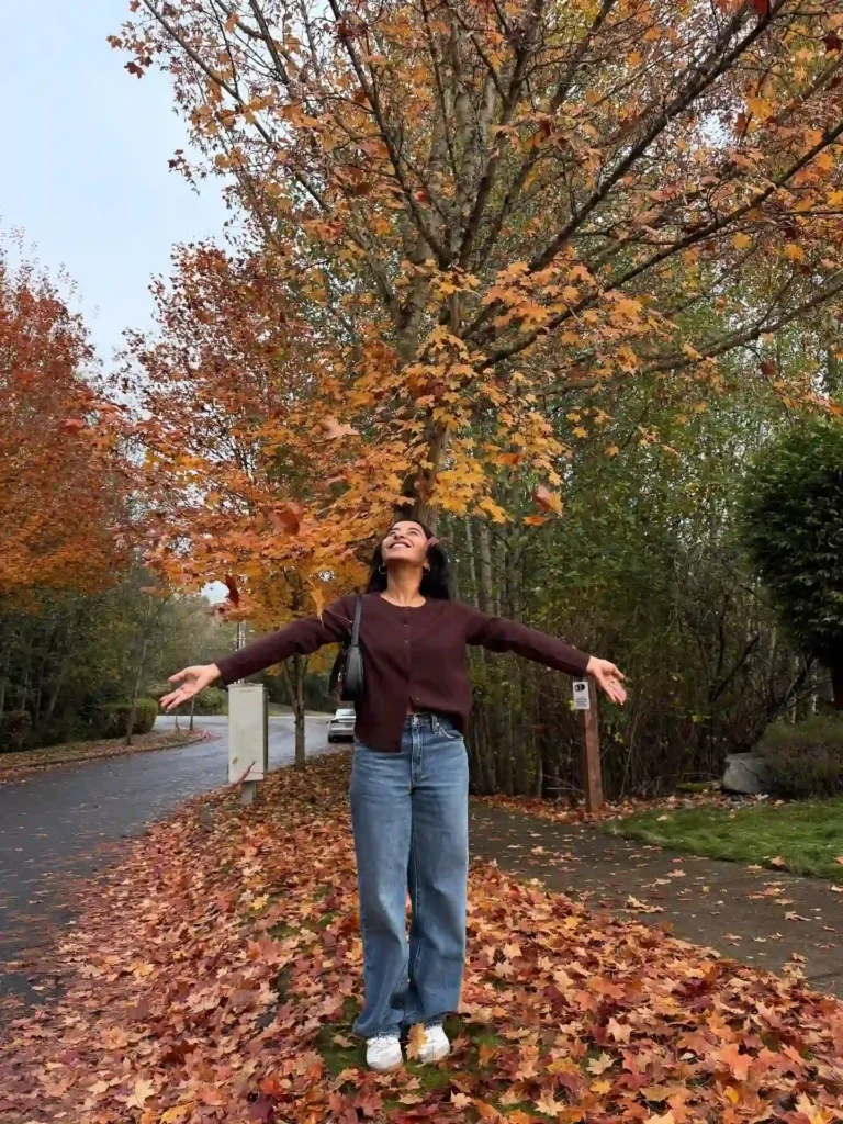 Chocolate Brown Cardigan with Wide-Leg Blue Jeans