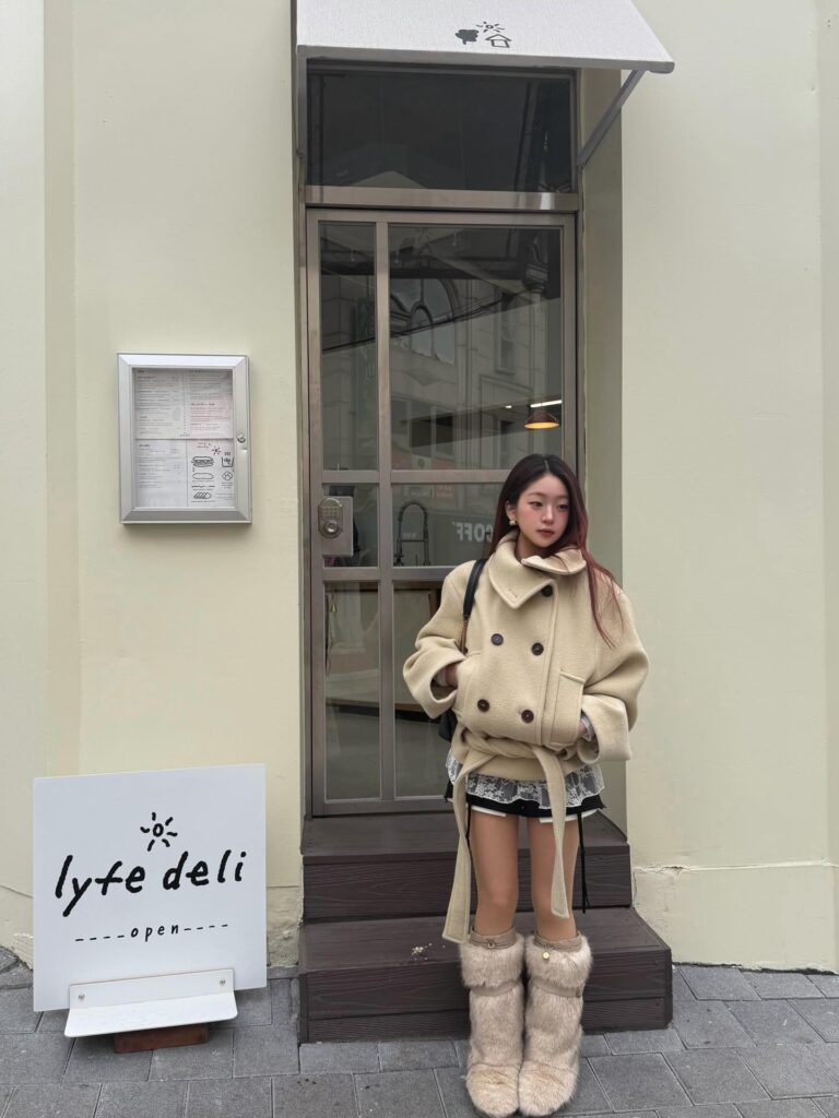 Cropped Wool Coat with Tall Furry Boots Winter Outfit