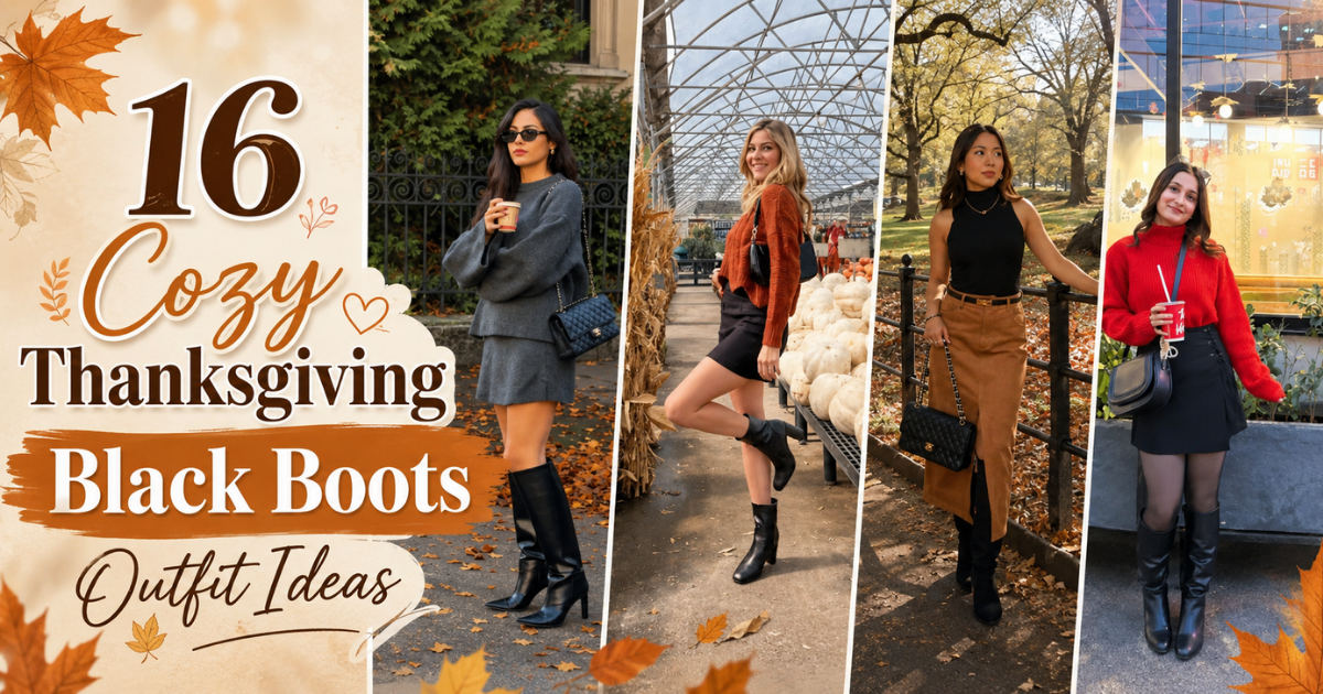 Thanksgiving outfit with black boots