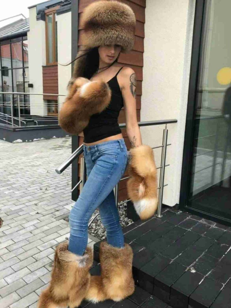 Black Cami with Skinny Jeans and Fox Fur Boots