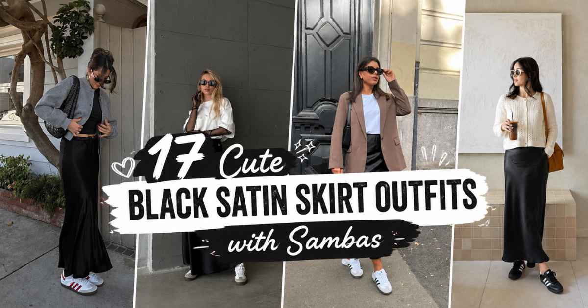 Black Satin Skirt Outfits with Sambas