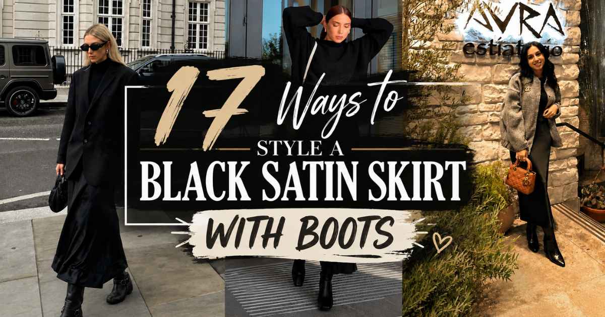 Black Satin Skirt with Boots