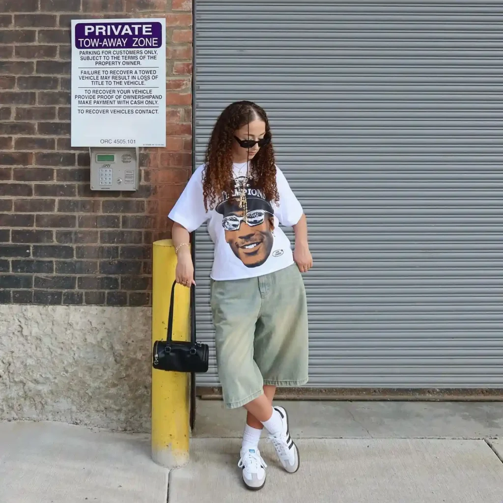 Graphic Tee with Baggy Denim Jorts