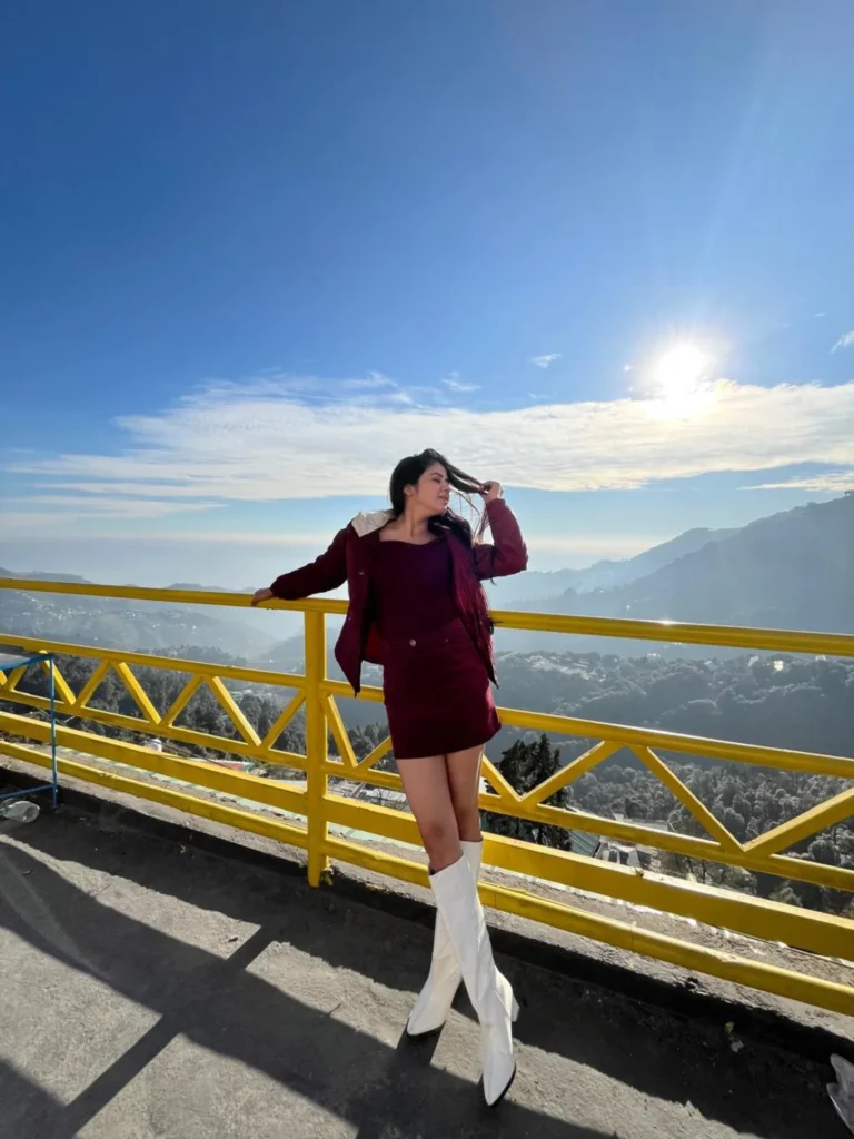 Burgundy Co-ord with White Knee-High Boots