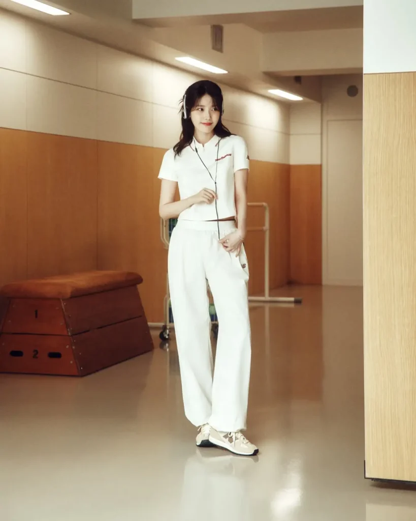 White Polo Top with Matching Track Pants Outfit