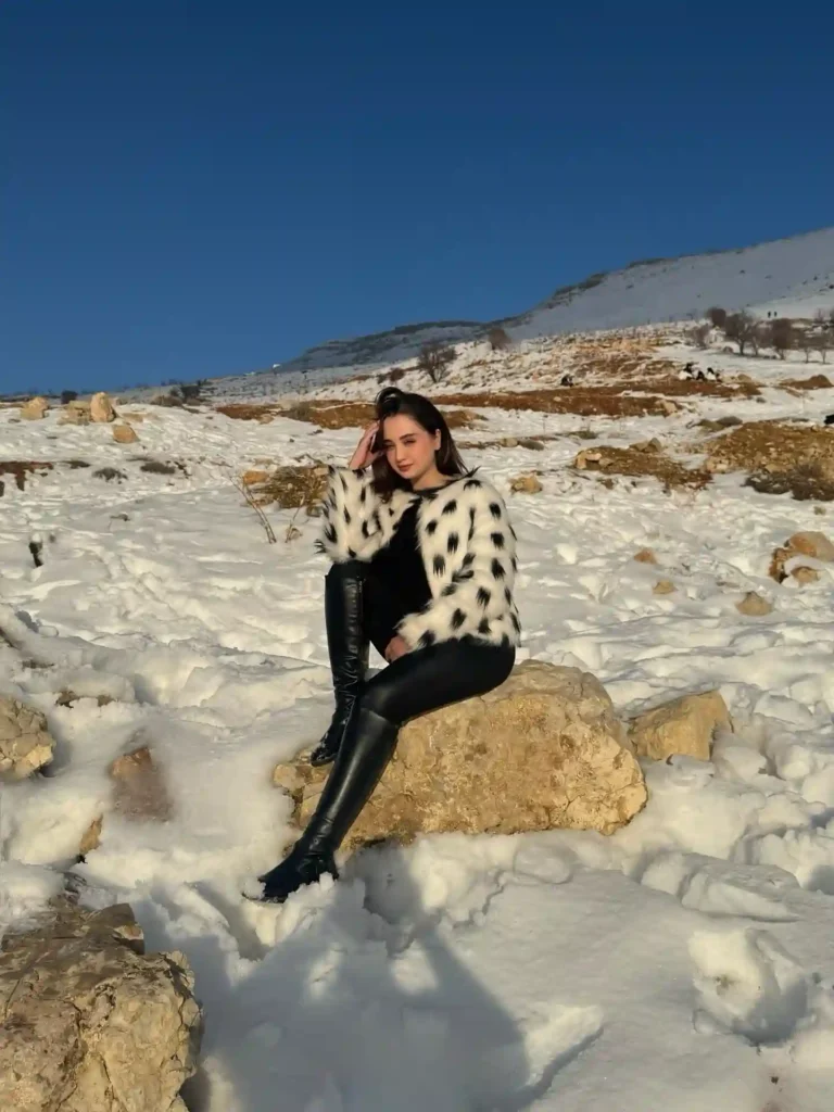 Faux Fur Jacket with Leather Leggings and Tall Knee High Boots Outfit