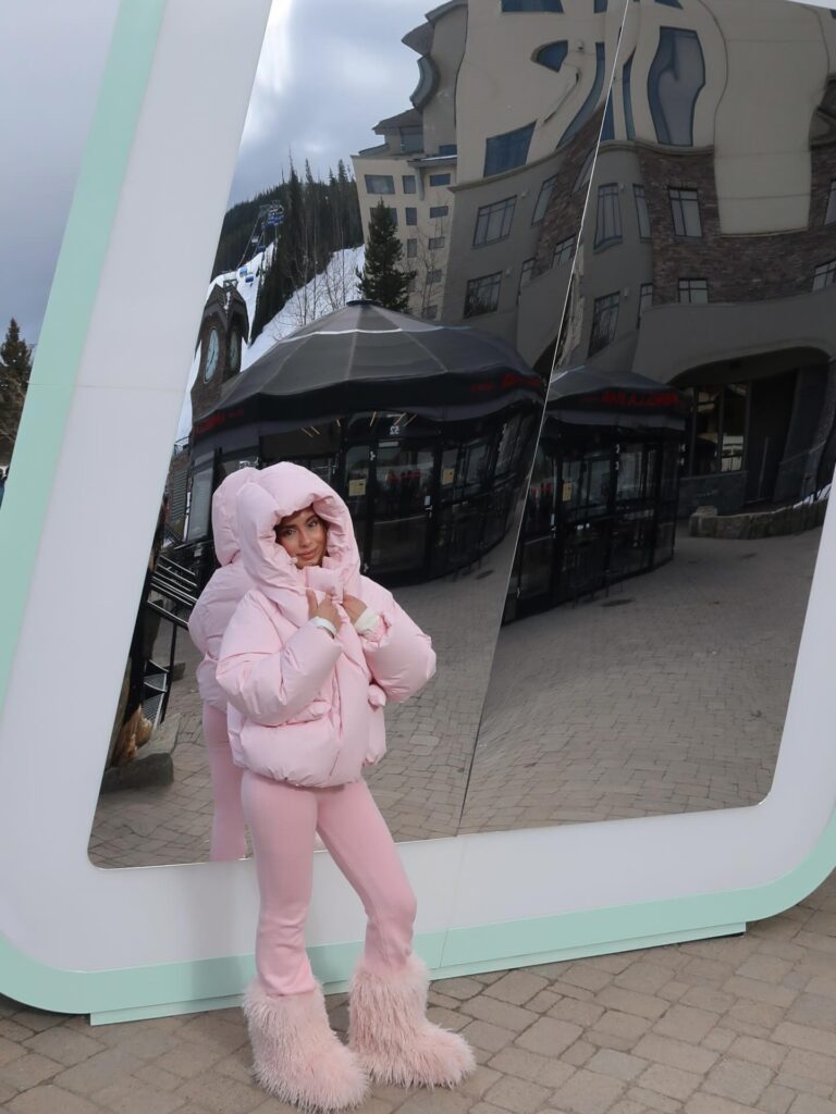 Pastel Pink Puffer with Fluffy Pink Furry Boots Winter Outfit