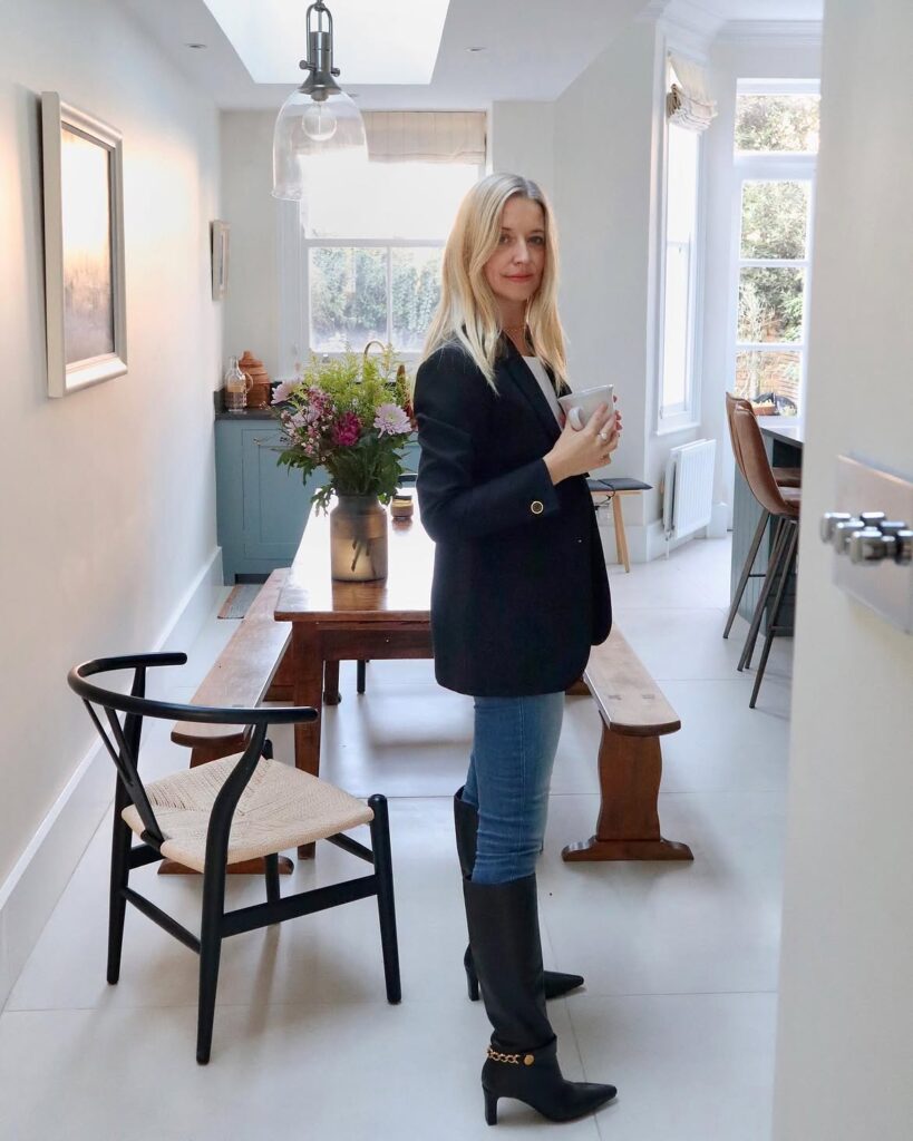 Navy Blazer and Blue Jeans with Knee-High Boots