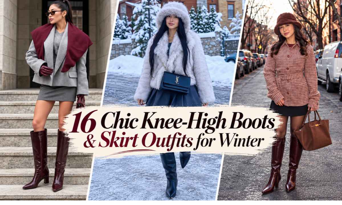 _Knee-High Boots & Skirt Outfits for Winter